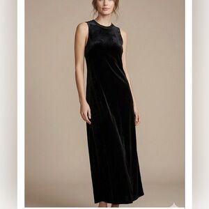 Anthropologie Unsubscribed Black Velvet silk blend column Sleeveless Dress NWT 6